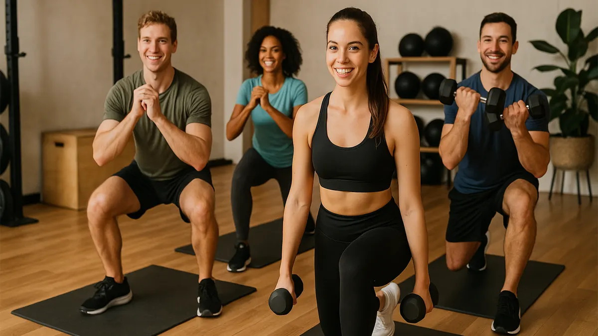 An overview of group fitness classes showcasing various activities.