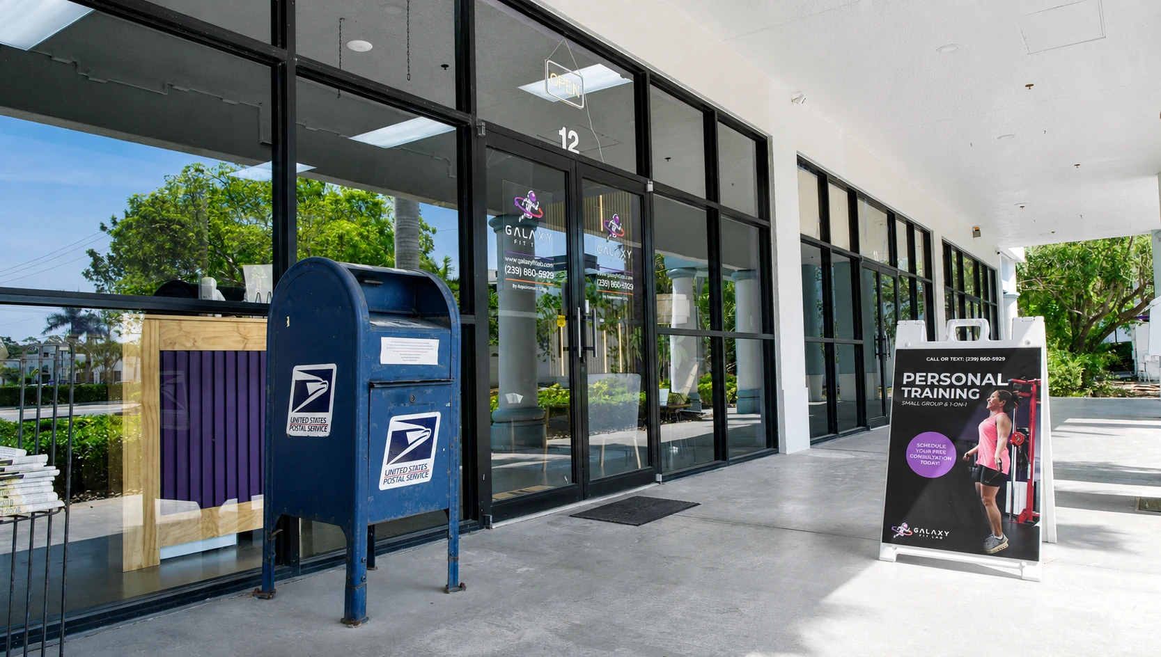 Galaxy Fit Lab storefront entrance at 13500 Tamiami Trail N, Suite 12 in North Naples, FL